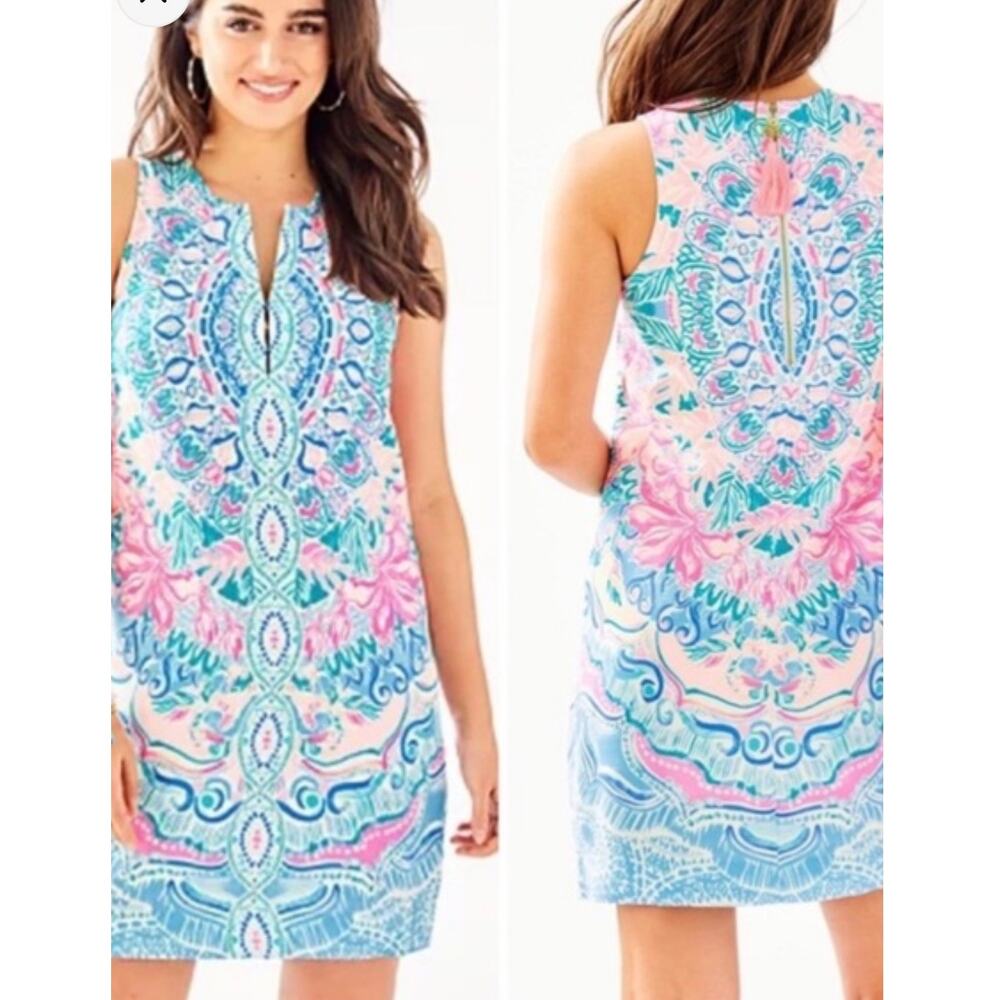 Lilly Pulitzer Kelby Stretch Shift Multi Hot Tamale Dress Size 14